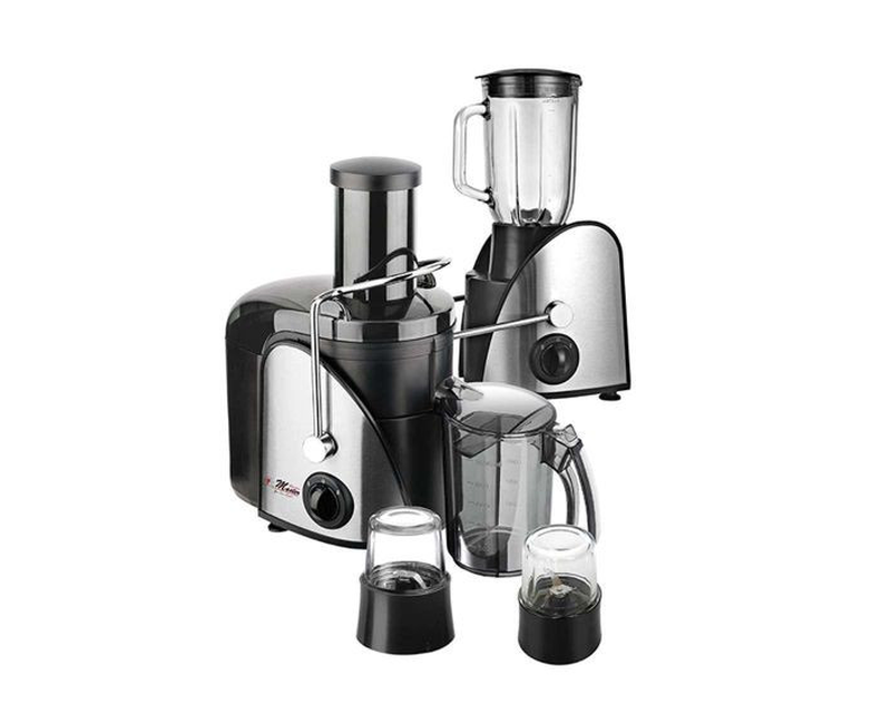 5 In 1 Juice Extractor With Grinder And Mill With Glass Jar And Plastic Jar-Transparent