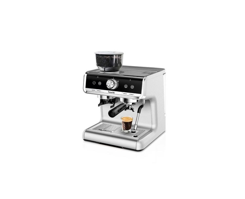 Cuppucino, Coffee Maker With Grinder And 15 Bar Espresso Pump, Silver.