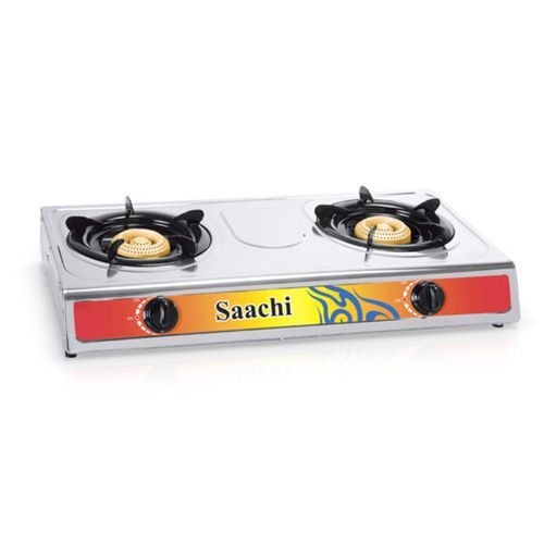 Saachi STOVE  With Stainless Steel Top 2 BURNER GAS WITH AUTOMATIC IGNITION