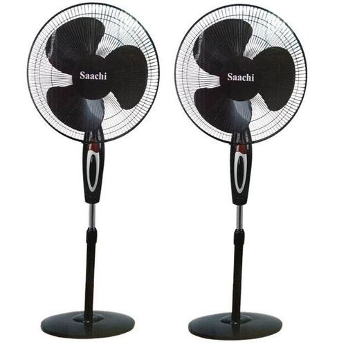 Saachi 16 Inch Stand Fan With Adjustable Height Plastic Blades And A Powerful Motor-Black (BOX OF 2)