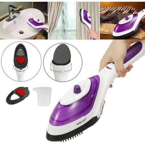 Portable Garment Steam Iron Travel Handheld Air Steamer with Brush Home Steamer - Purple, White