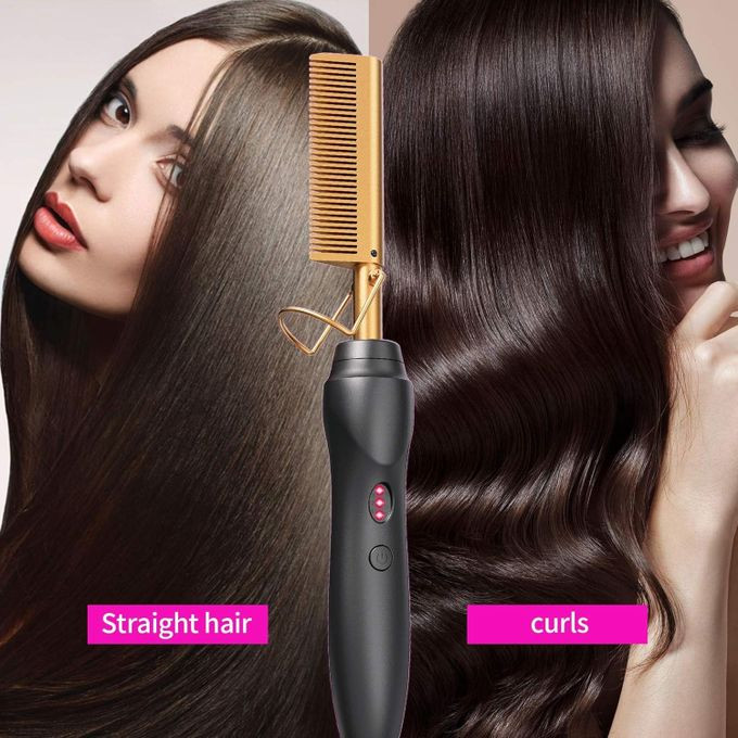 Hair Straightener Hot Comb - Black