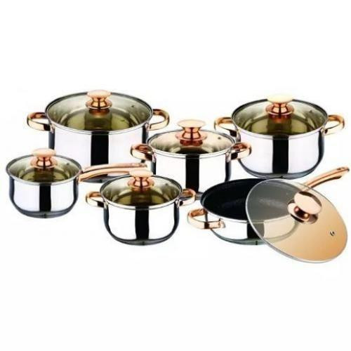 12 Pieces Multipurpose Stainless Steel Heavy Cookware Serving Dises-Silver