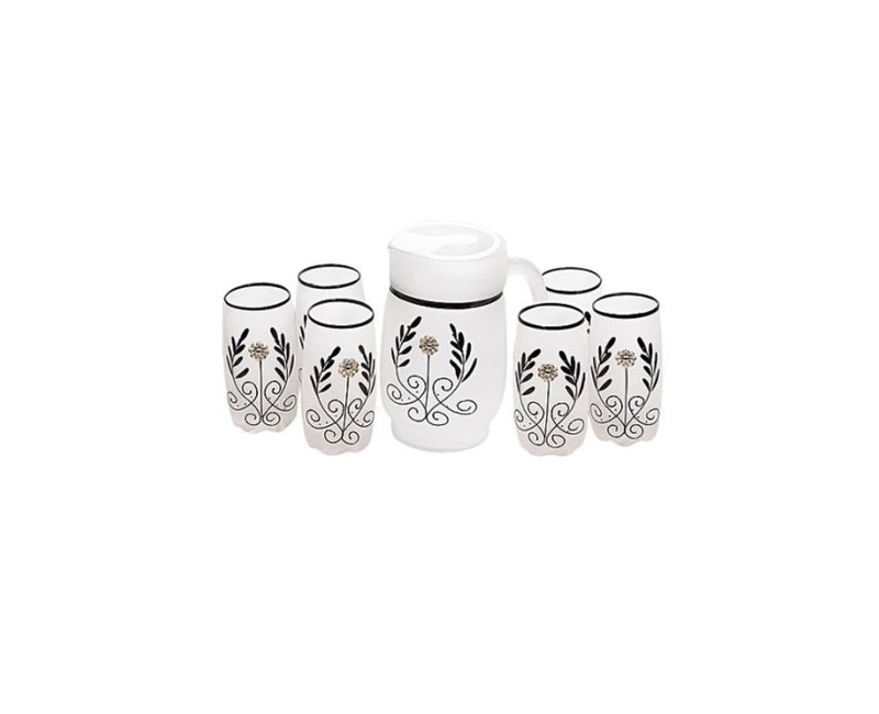 6 Piece Glasses And 1Piece Jug Water Set-Black.