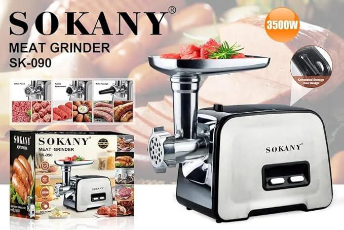 Sokany Stainless Steel Electric Meat Grinder 3500W - Silver
