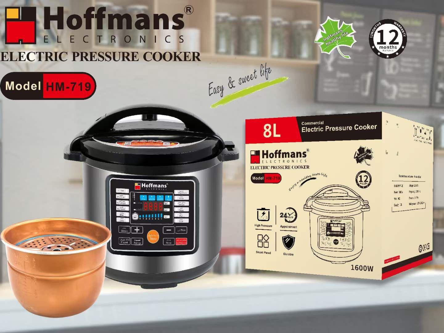Hoffmans 8L Electric Multifunction Pressure Cooker - Silver
