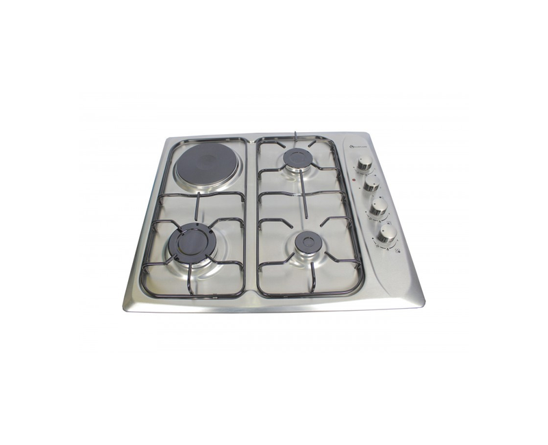 Blueflame inbuilt cooktop hob, 431C INOX, 3 gas + 1 electric plate. Auto gas ignition system - Inox stainless steel panel.