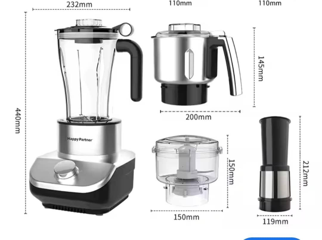 4 in 1 Multifunctional Blender With Unbreakable Jar 2.0L - Black/Silver