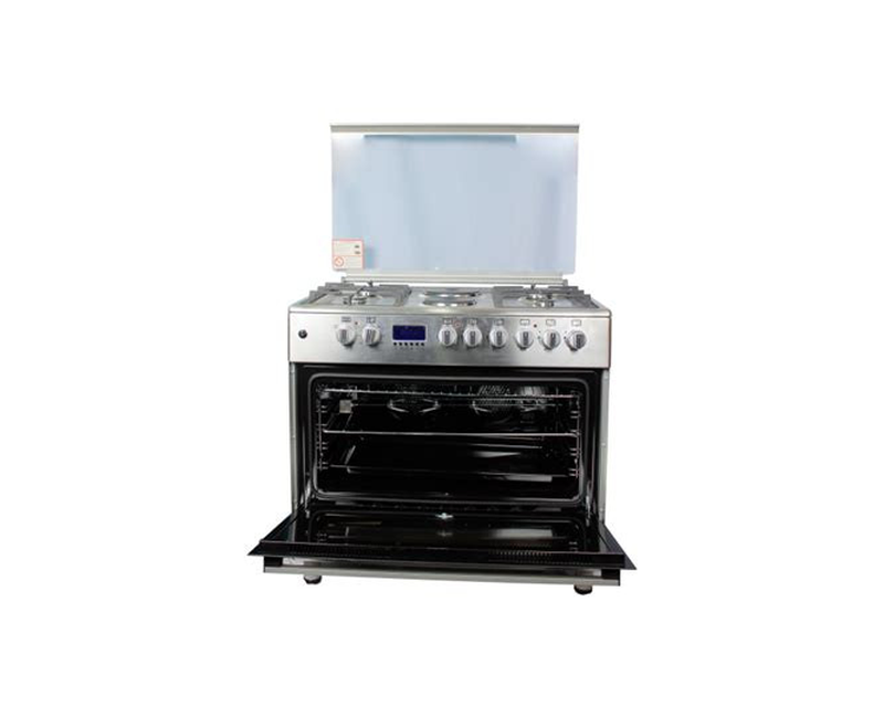 Blueflame cooker 9042ERF, 4+2 Electric Oven, Inox stainless steel body, Chicken Roteserrie, Pool System, 2 turbo fans, Glass top cover, Digital Timer, Auto gas ignition.