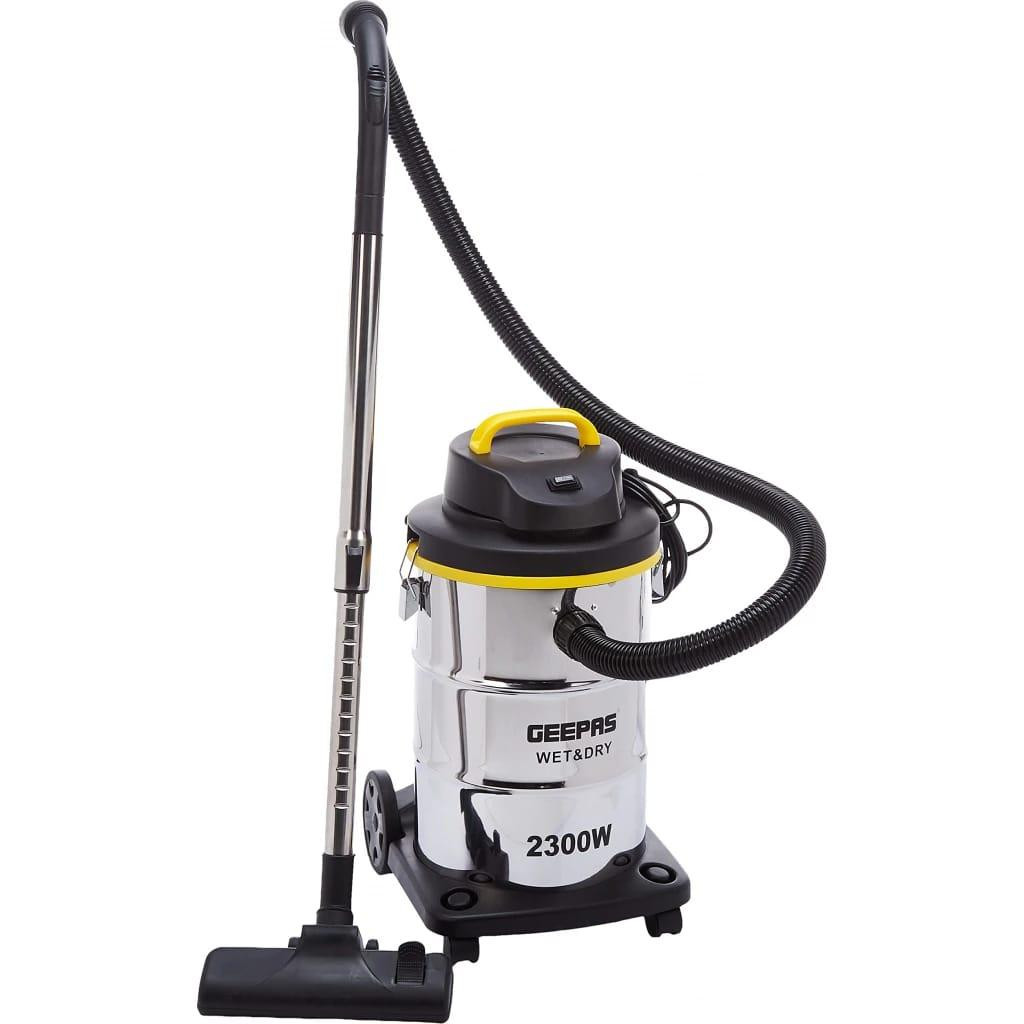 Geepas 2 in 1 Blow and Wet & Dry Vacuum Cleaner With Powerful Copper Motor Stainless Steel Drum Tank With Dust Full Indicator - Silver