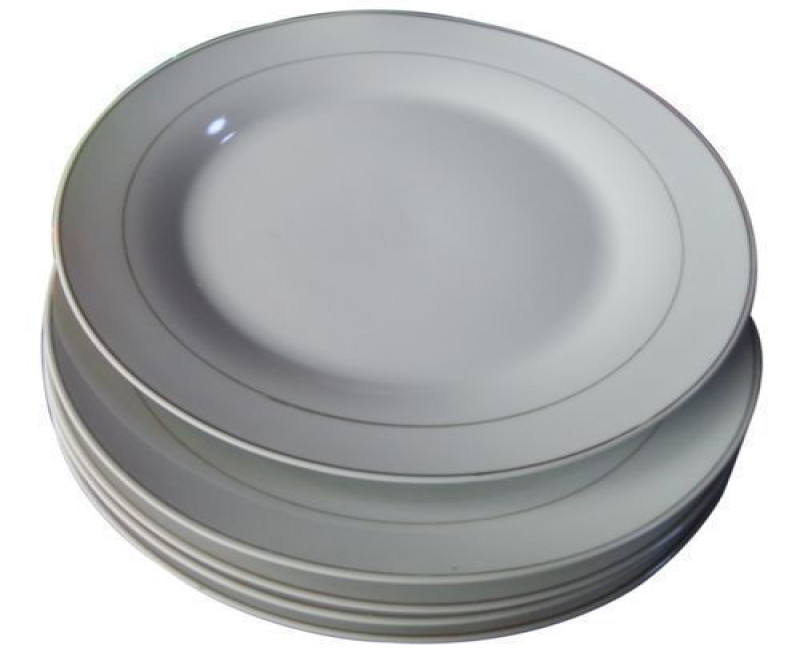 Set Of 6 Ceramic Dinner Plates –White