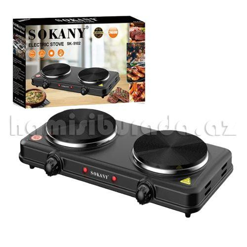 Sokany Electric Stove Double Burner Solid Hotplate -Black