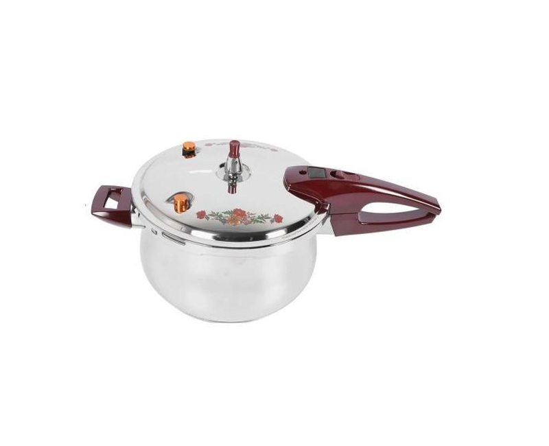 Stainless Steel Non Electric Pressure Cooker Mini Pressure Cooker for Induction Gas And Electric Stoves With Ergonomic Handle and Security Guard-Silver
