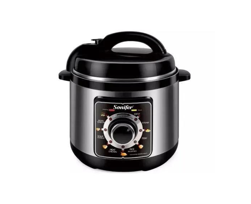 Sonifer 6 Liters Electric Pressure Cooker With Stereoscopic Heating Technology And 6 Cooking Modes-Silver
