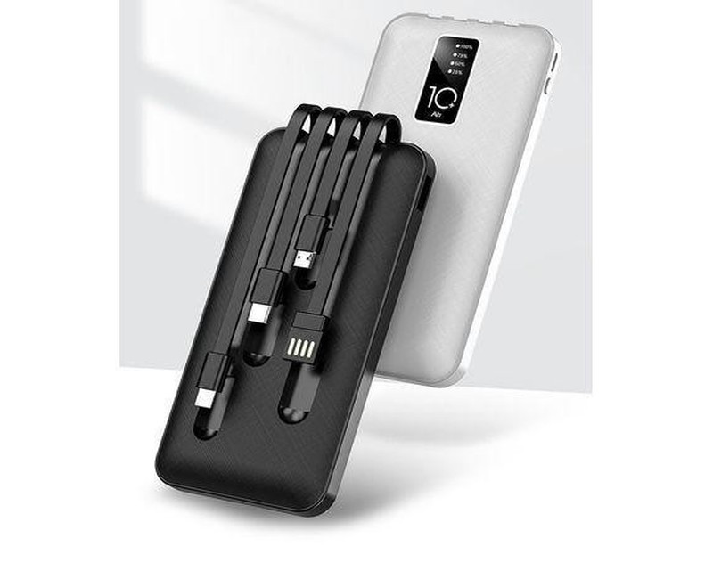 Fast Charging Power Bank For Charging 4 Devices At Once 10000mAh - Black/White