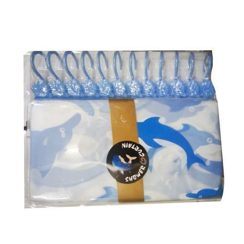 180cm By 180cm Shower Curtain With Decorative Hooks/Colors And Design Vary-Multicolor