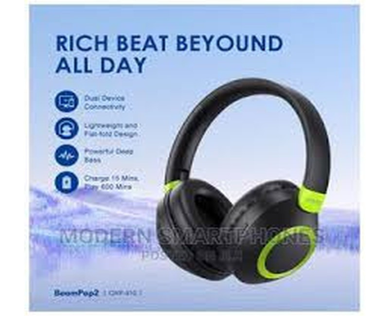 Boom Pop Over Ear Bluetooth Wireless Headset/Headphone - Black/Blue