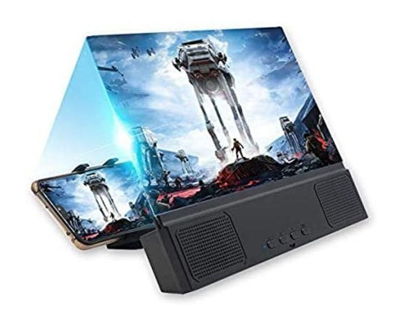 12'' 3D Mobile Phone Screen Magnifier Amplifier With Bluetooth Speaker, Black.