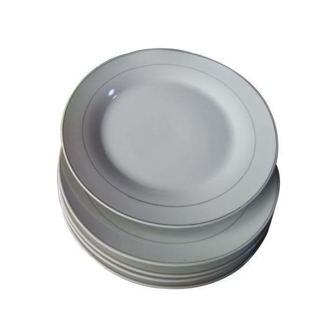Set Of 6 Ceramic Dinner Plates – White