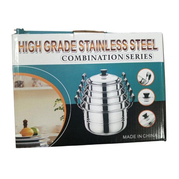 5Pcs High Grade Stainless Steel Serving Dishes-Silver