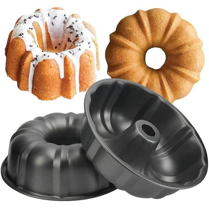 Cake Pan Fluted Tube Cake Pans for Baking, Non-Stick Bakeware for Bundtlet, Bavarois, Brownie, Jello, Flan, Meatloaf (1 Piece) - Black