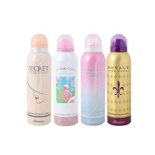 A Bundle Of 4 Deodorant Body Sprays,Secret ,Innocence, Royals Blue & Royals 200ml For Ladies - Multi-Colors