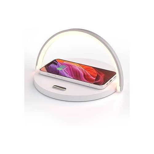 3 In 1 Wireless Charger Lamp And Phone Holder -White