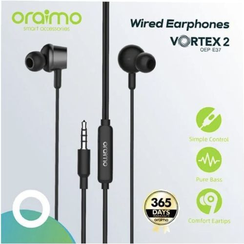 Oraimo OEP-E37 Bass Boost Metal In-Earphone - Black