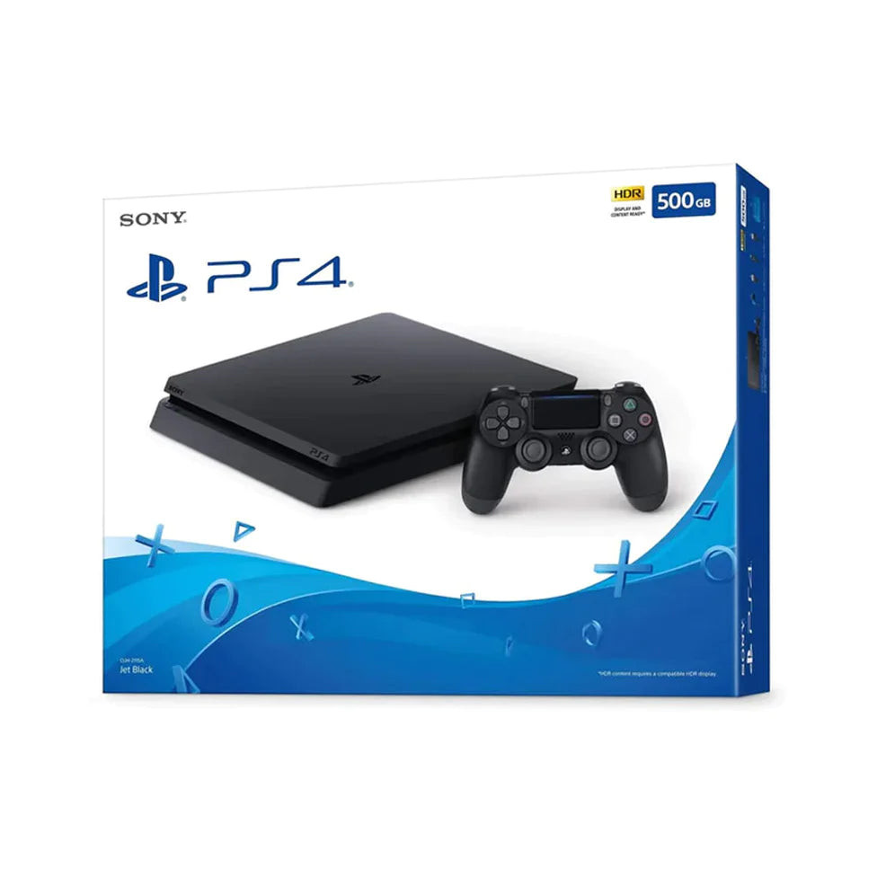 Playstation 4 Slim (PS4) Console with Pre-Installed EA Sports FC 24 & 2 Controllers - Refurbished - Jet Black