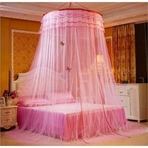 King Size Round Top Hanging Mosquito Net - Pink