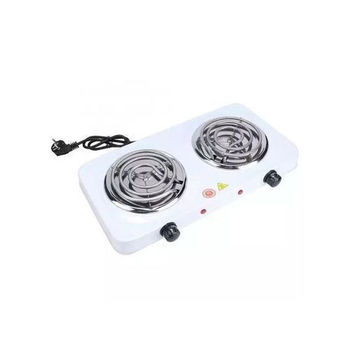 Portable Double Burner Electric Coil Hot Plate - White, Black