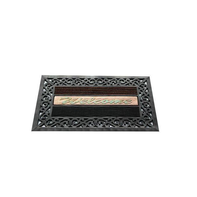 Rubber Heavy Duty Door Mat With Different Skirtings- Black