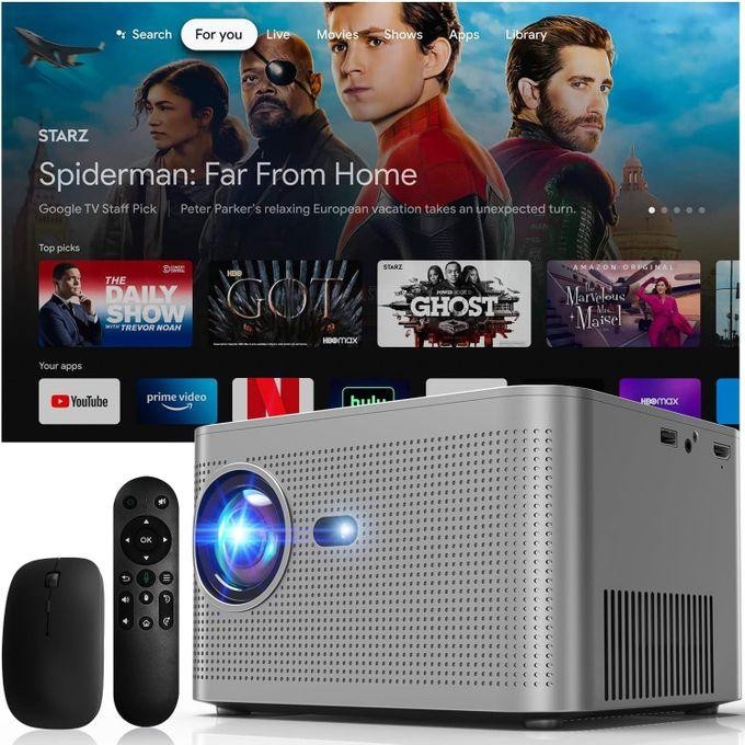 Portable Projector 4K 800 ANSI 3000 Lumens, WiFi 6, BT5.2, Auto/Keystone Focus, Voice Assistant, HDMI/TV Stick/TV Box/Mobile/USB/PS5/Laptop/Rotation, With HDMI Cable And Mouse - Grey