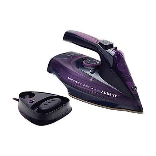 Cordless Steam Iron Steam Wireless Steam Iron 2400 Watt 370 ml Water Tank Cordless Steam Iron with Base Station Ceramic Iron Sole - Purple,Green
