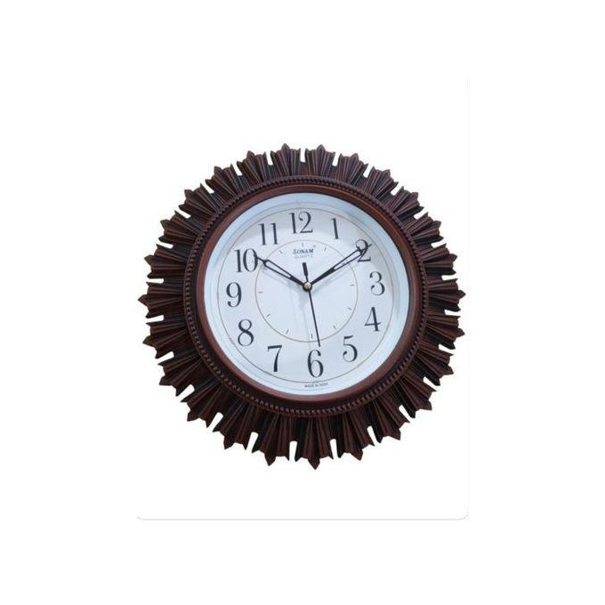 Office Round Wall Clock - White,Brown