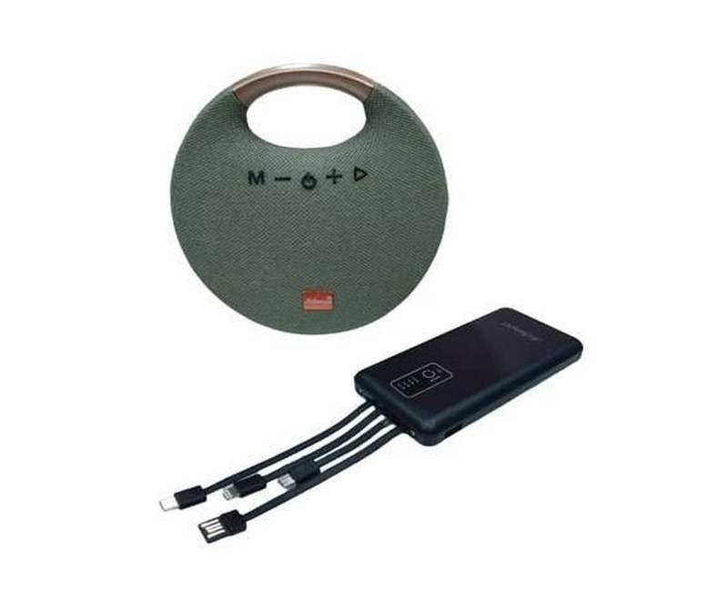 Portable Wireless Speaker With 4 Cables Power Bank Of 10000mAh-Multicolours