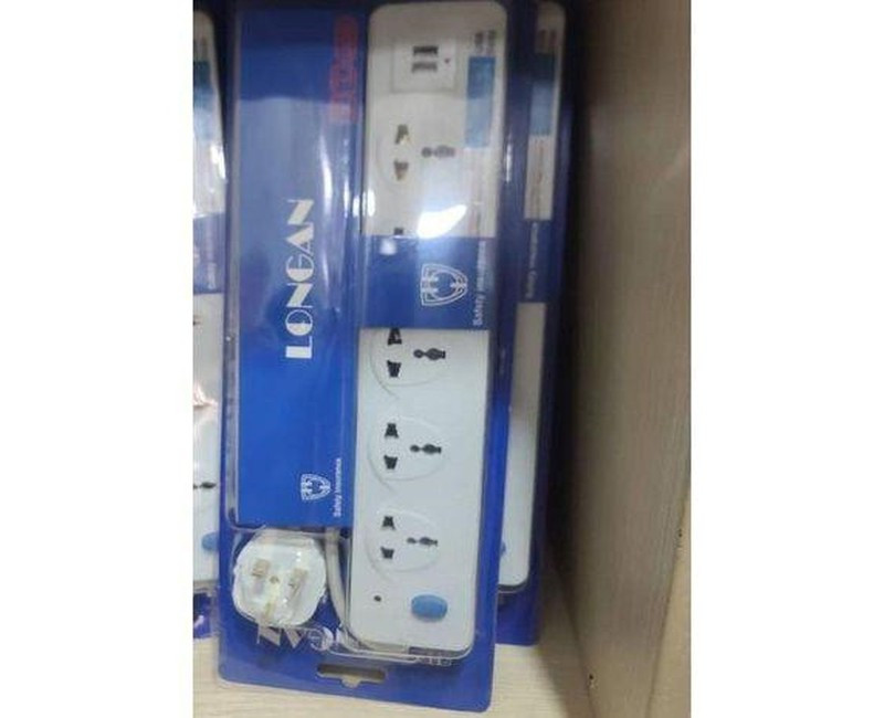 Original Heavy Duty 5 way Longan Power Extension with USB ports - White