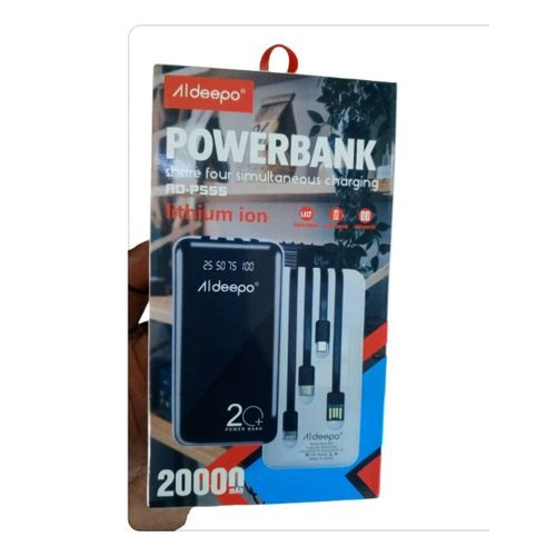 aldeepo Fast Charging Power Bank For Charging 4 Devices At Once 20000mAh-Black/White