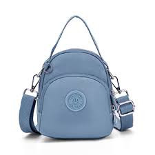 Mini Phone Bag for Women, Stylish Crossbody Bag with Multiple Layers Water-Resistant Nylon Fabric And External Headphone Jack Handbag - Blue