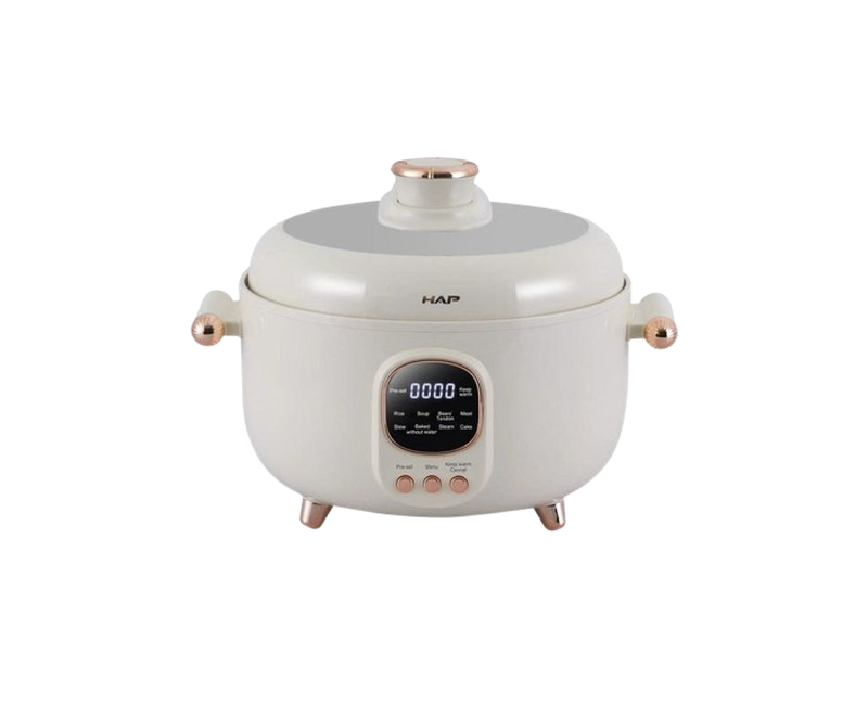 4 Litre Desktop Integrated Duck Fast Electric Pressure Cooker - Multi-Functional Rice Cooker Hot Pot With Three Compartment and Chafing Dish Capabilities- Cream