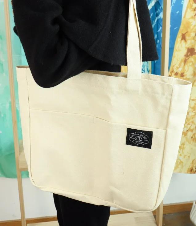 Women's Shoulder Bag Canvas Tote Bag Women's HandBag - White