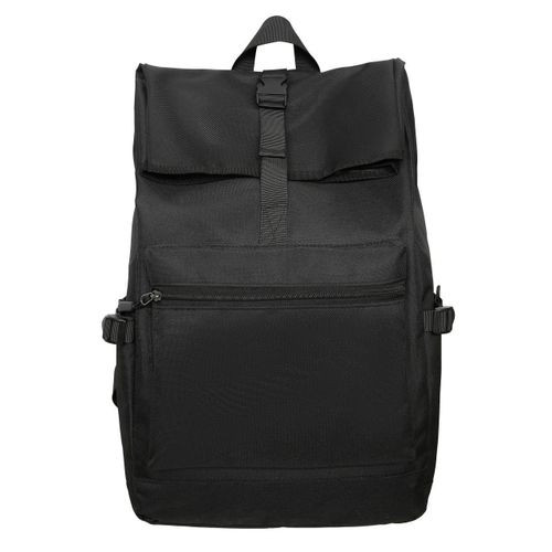Roll top Backpack Unisex School Bag Laptop Bag Water-Resistant- Black