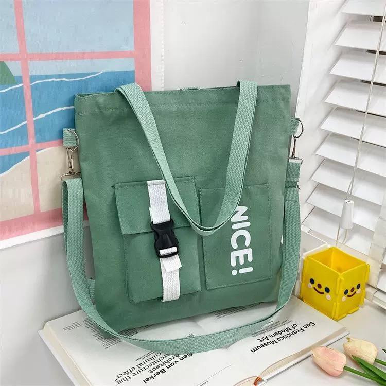Lightweight Handbag Purse Large Crossbody Bag Casual Travel Bag Zipper Tote Bag Canvas Shoulder Bag for Women- green