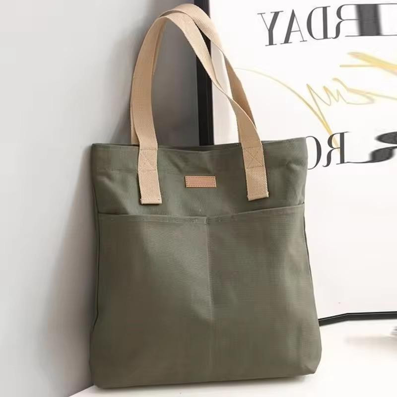 Ladies Tote Bag Handbag Students Shoulder Bag Shopping Canvas bag- Green