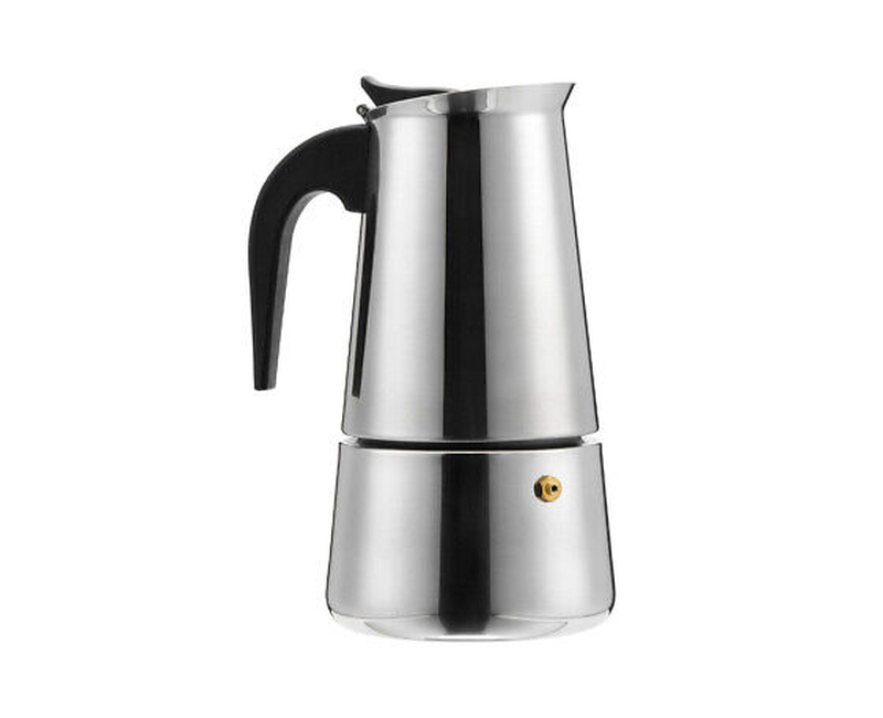 6 Cups Moka Pot Large Capacity Stainless Steel 304 Moka Pot Coffee Maker Stovetop Espresso Maker Coffee 450ML- Multicolor