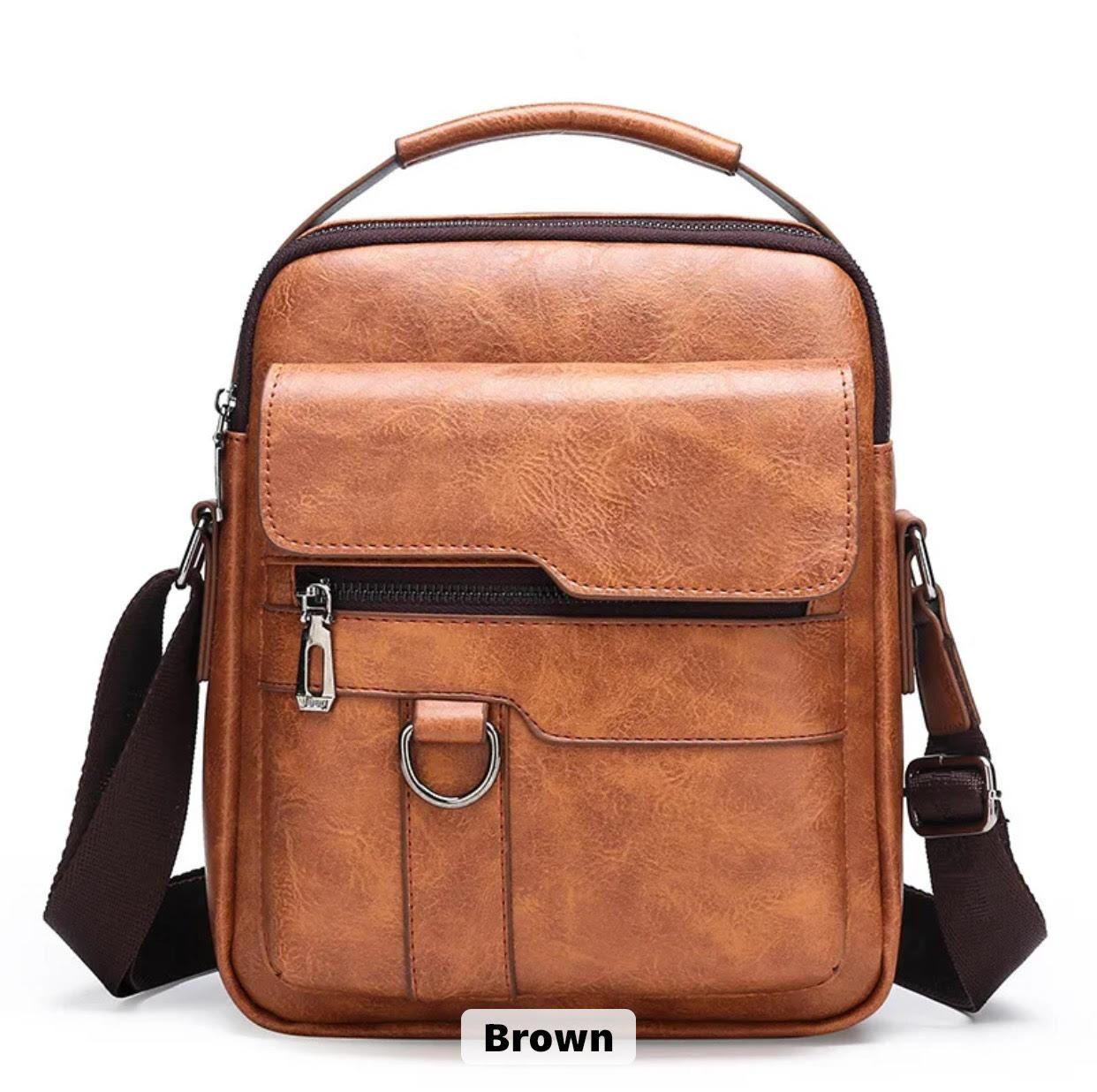 Men’s Shoulder Bag Leather Bag Crossbody Bag - brown