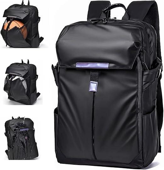Waterproof Laptop Backpack Travel Business Case Black Computer Bag - black