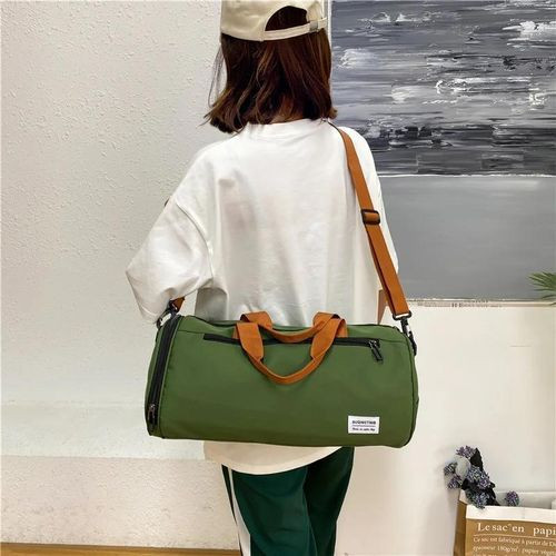 Training Duffel Gym Bag with Shoe Compartment Waterproof Fashion Women Men Sports Fitness Bag -army green