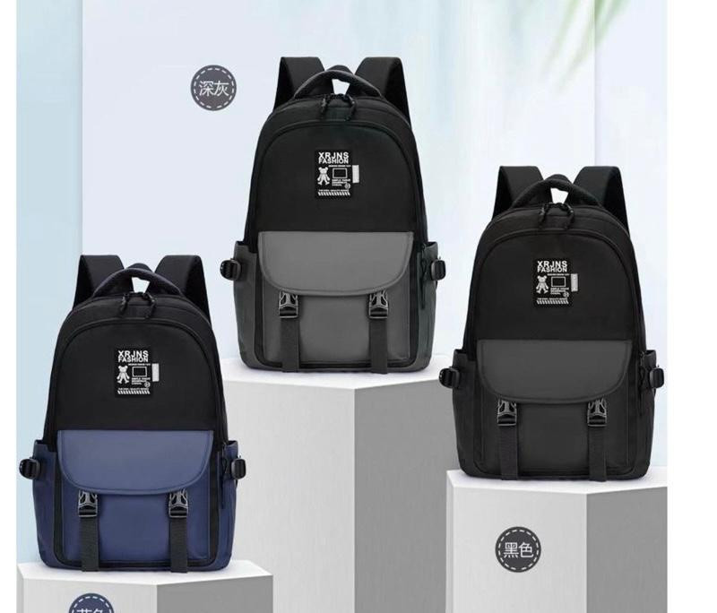 School Bag Backpack- Black/Grey
