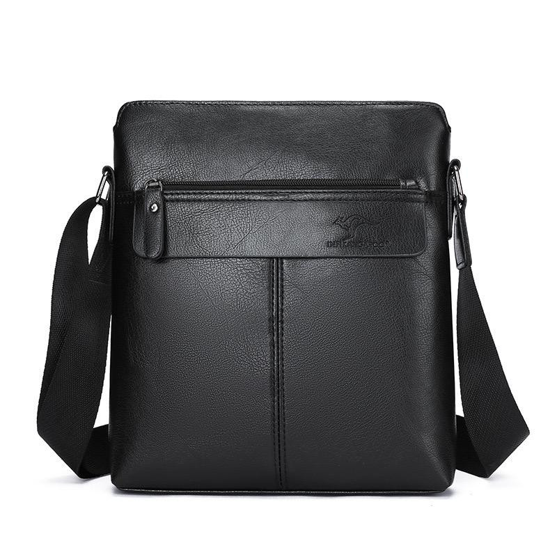 Faux Leather Shoulder Bag Long Wallet Crossbody Bag Men's Bag - black